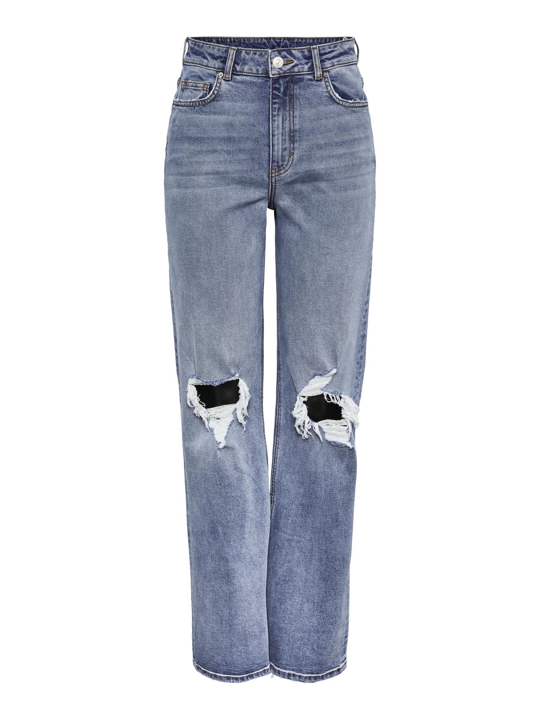Pieces Pcholly HW Wide JNS MB Destroy Noos BC jeans 27W/30L blu