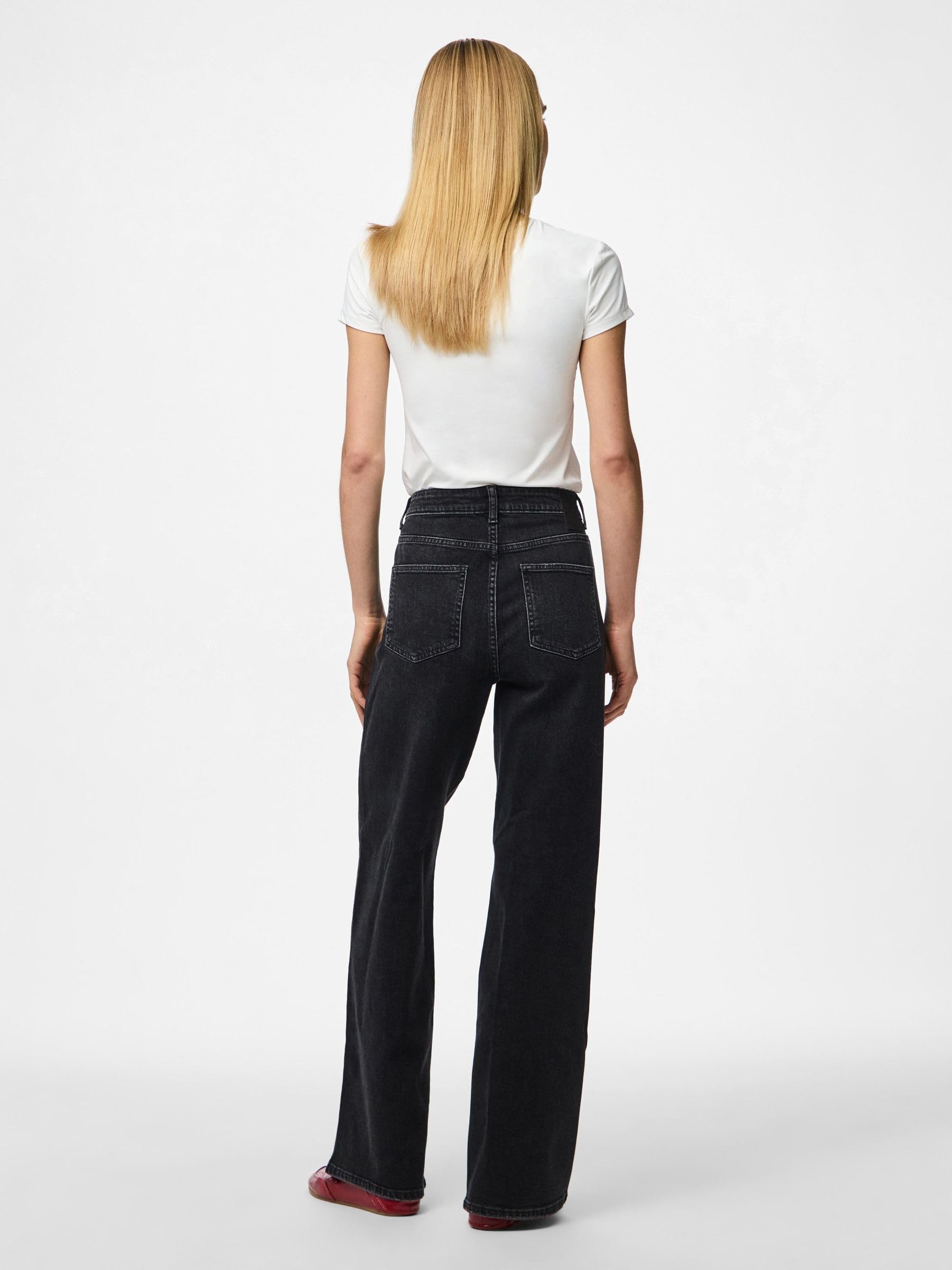 Pieces Pcsilke MW Wide Jeans donna 32W/32L gamba larga