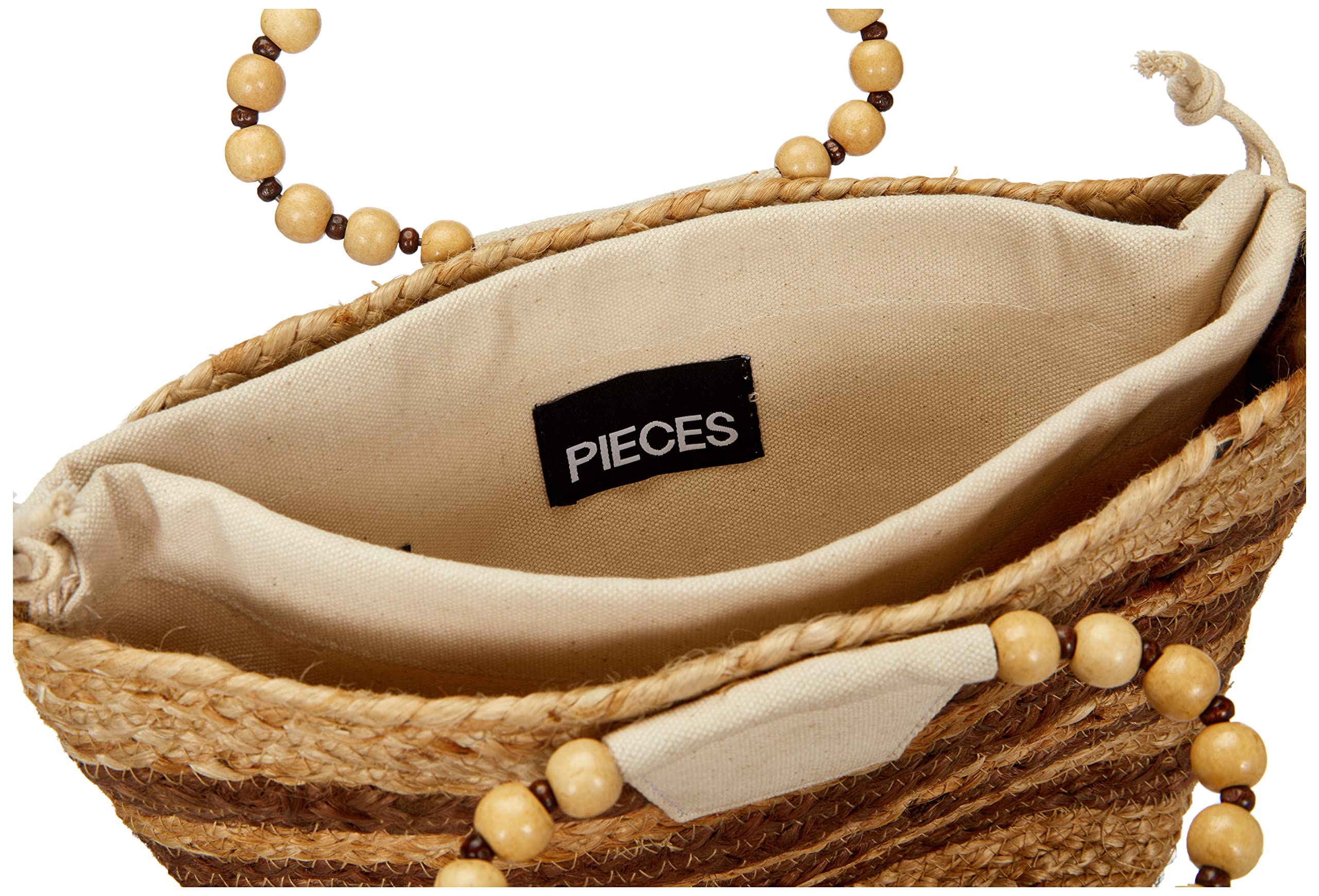Pieces Pcvera borsa in iuta piccola manici perline