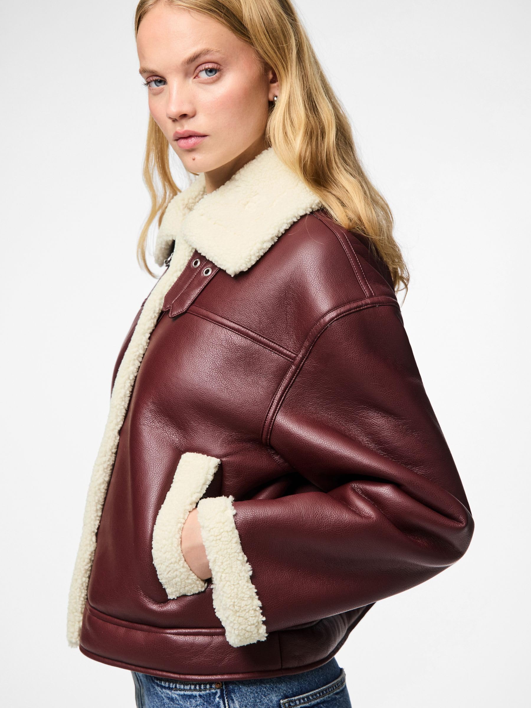 Pieces Pcjanelle Short Jacket giacca corta donna con pelliccia