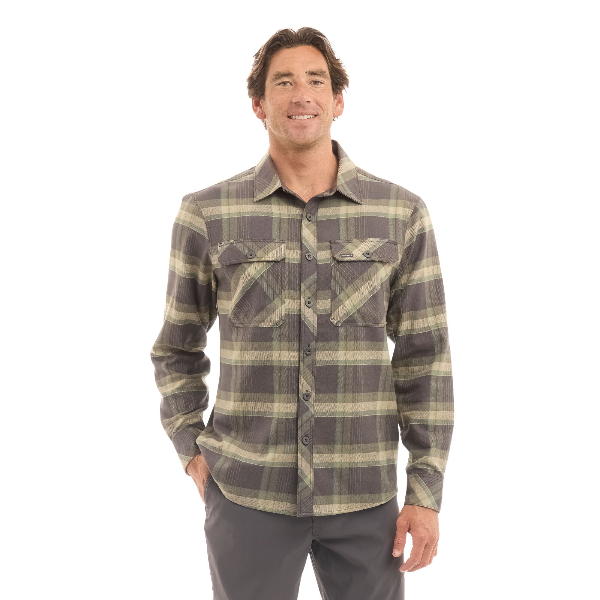 Pelagic Faroe camicia flanella uomo Mangrove cotone bio