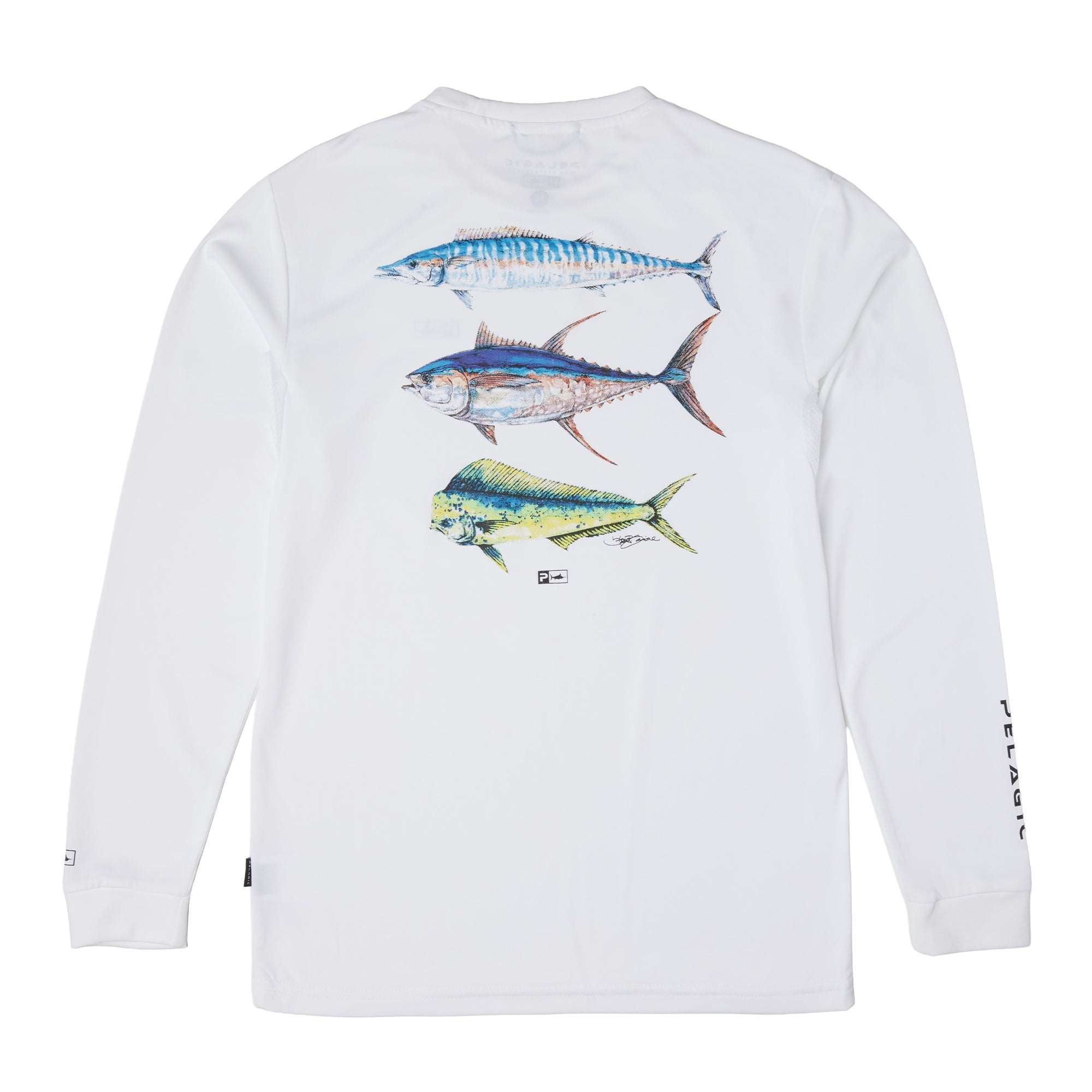 Pelagic Aquatek Goione Three Peat maglia bimbo bianca UPF 50+