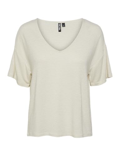 Pieces Pcbillo Oversize Tee Lurex Stripes T-Shirt S Bianco