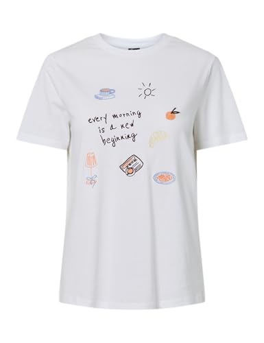 Pieces Pcgak SS Embroidery maglietta donna ricamo
