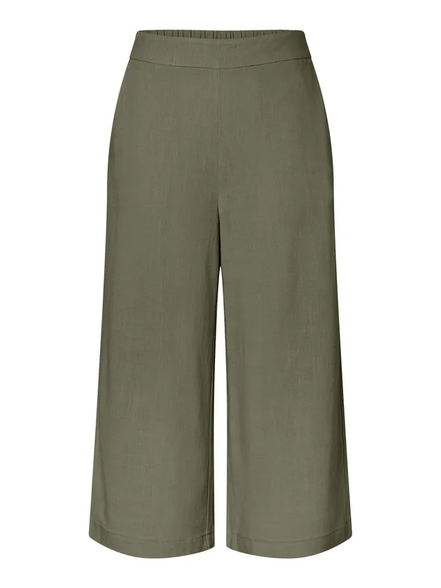 Pieces Pcvinsty HW pantaloni culotte donna M verde uso quotidiano