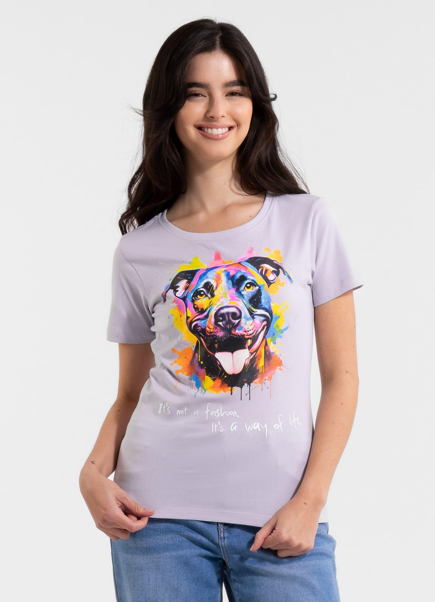 Pitbull West Coast Watercolor t-shirt donna cotone lilla slim