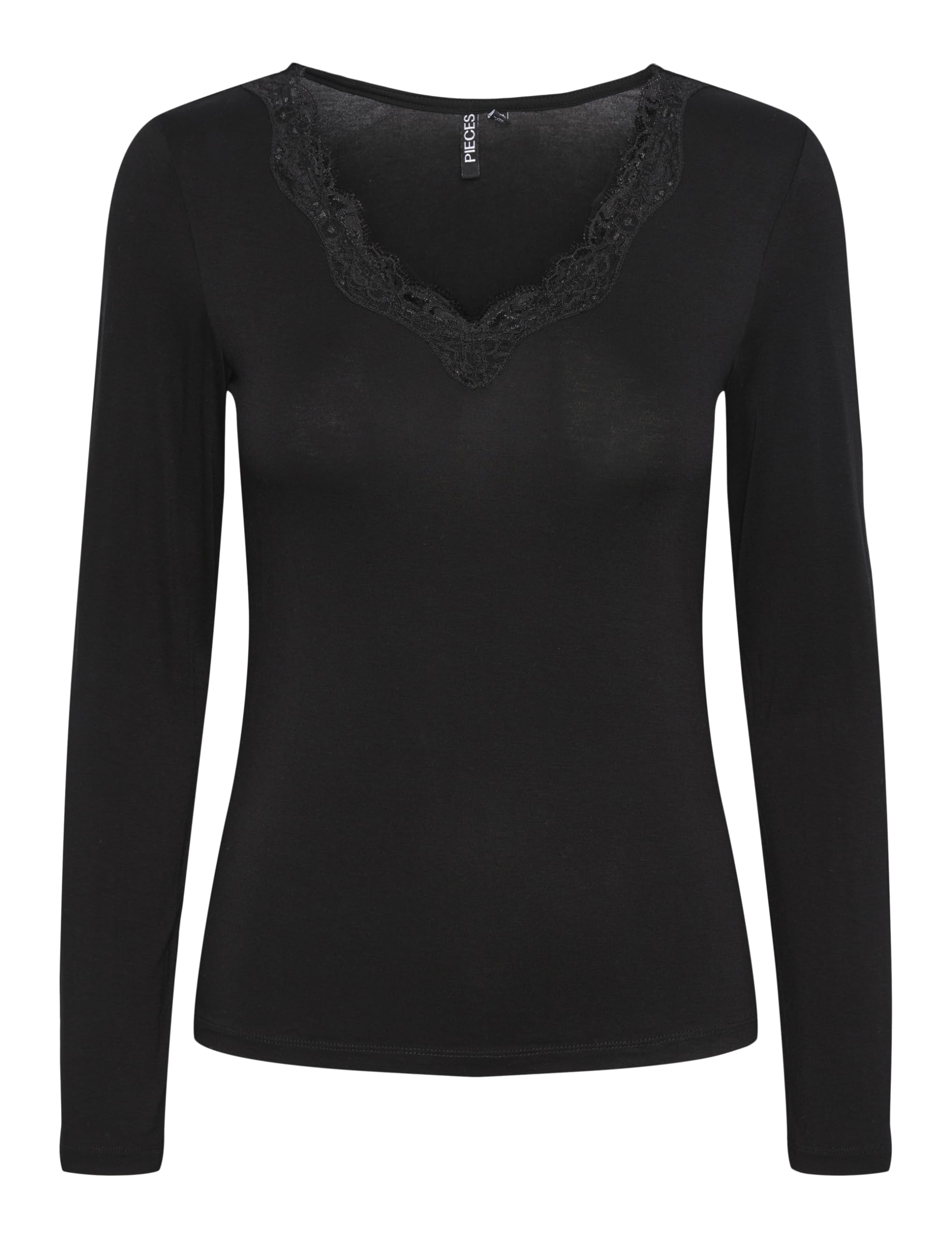 Pieces Pcbarbera LS Lace Top Noos BC maglia pizzo