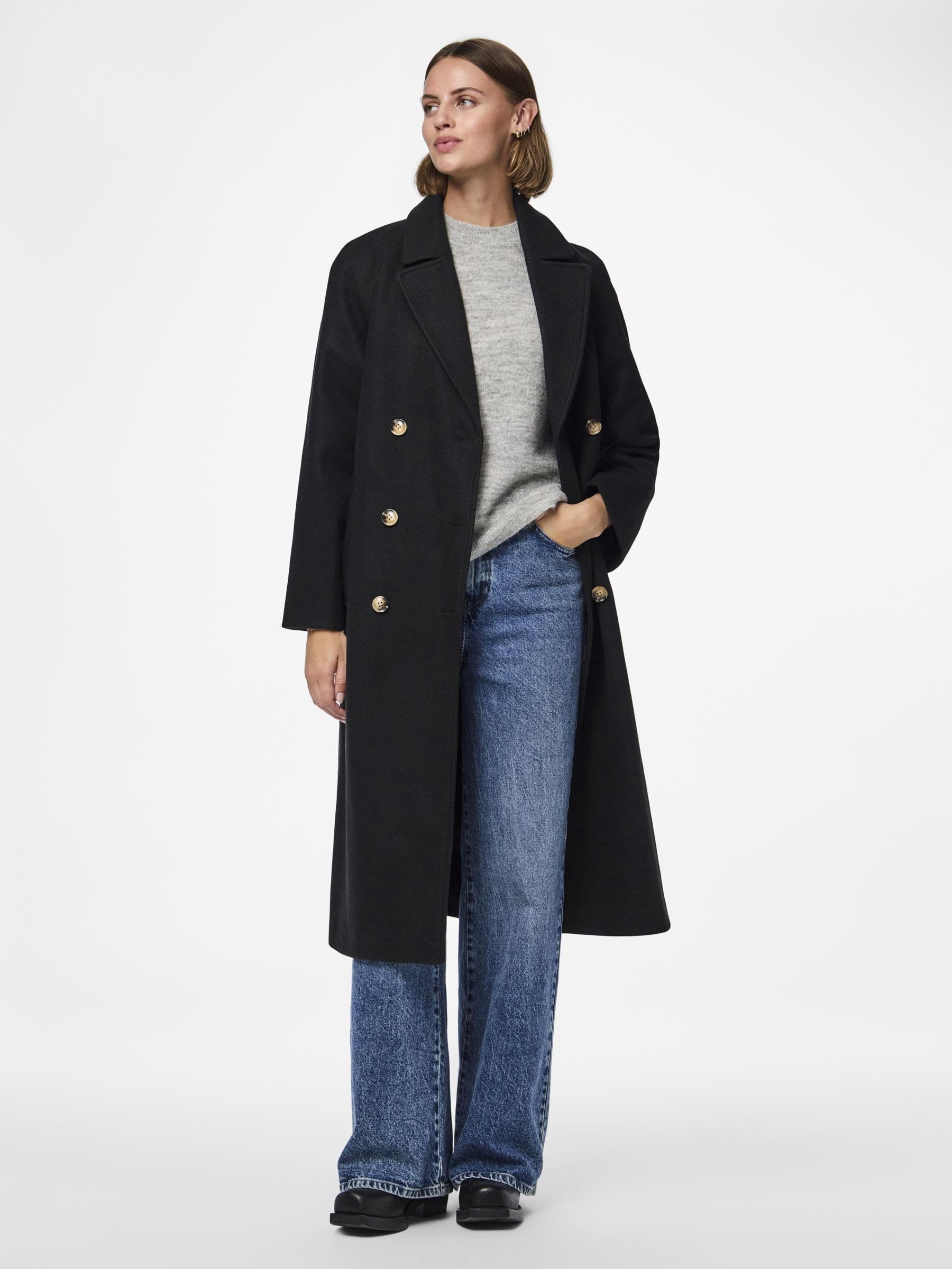 Pieces Pcmarbel cappotto donna taglia S lungo nero