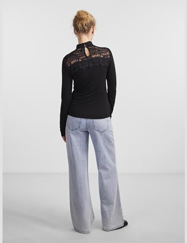 PIECES Pcmolly LS High Neck Lace Top BC maglietta taglia M collo alto