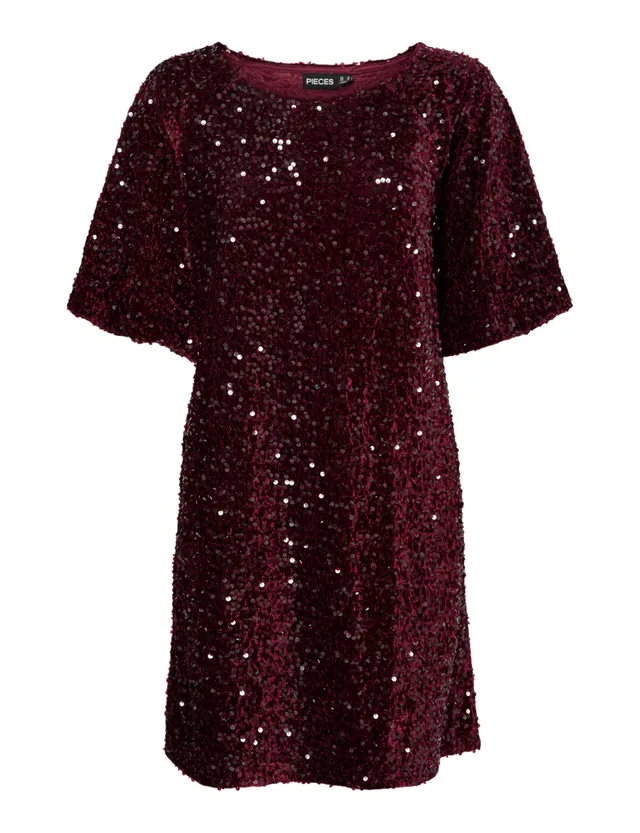 Pieces Pckam SS Puff Sleeves Dress abito donna tawny port M