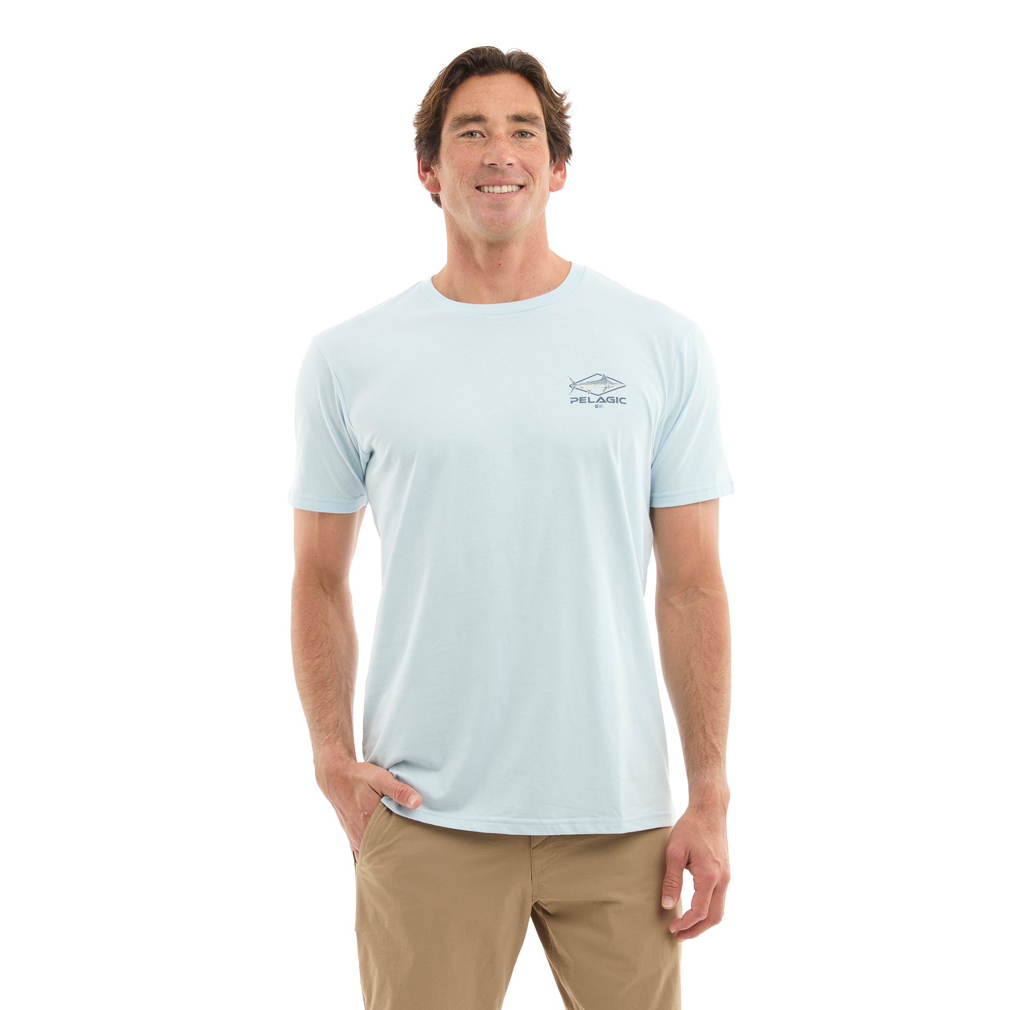 Pelagic Big Blue maglietta uomo azzurro cotone organico