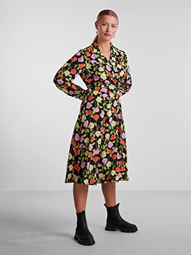 Pieces Pcblossom LS Wrap Dress vestito M a portafoglio