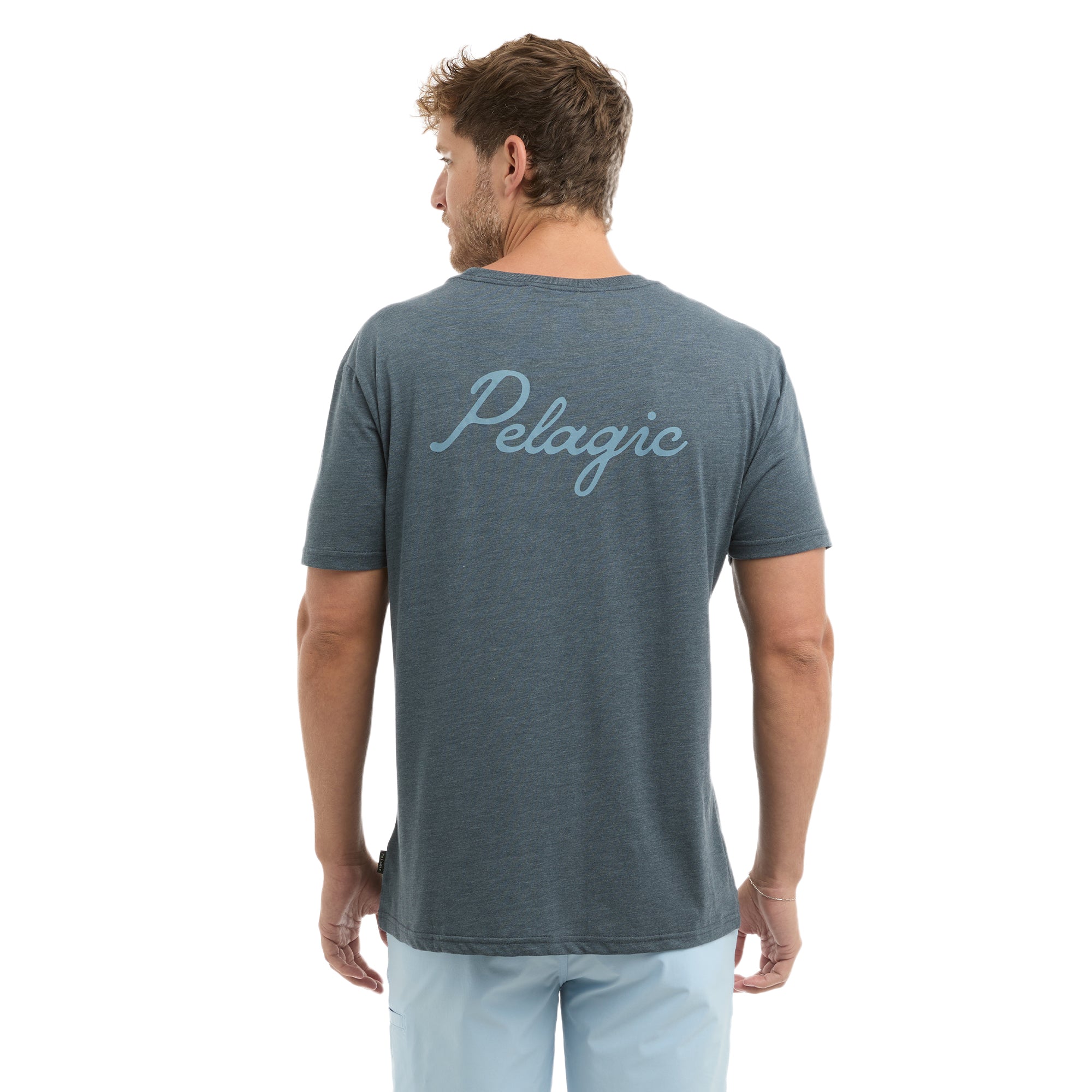 Pelagic Lines In maglietta uomo petrolio melange tri-blend
