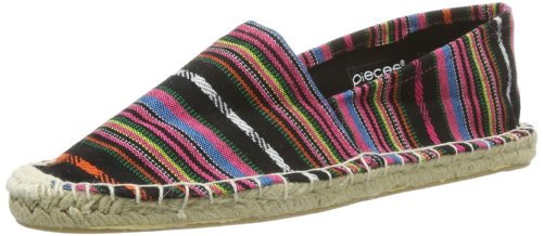 Pieces Haisha espadrillas donna basse nere tribale