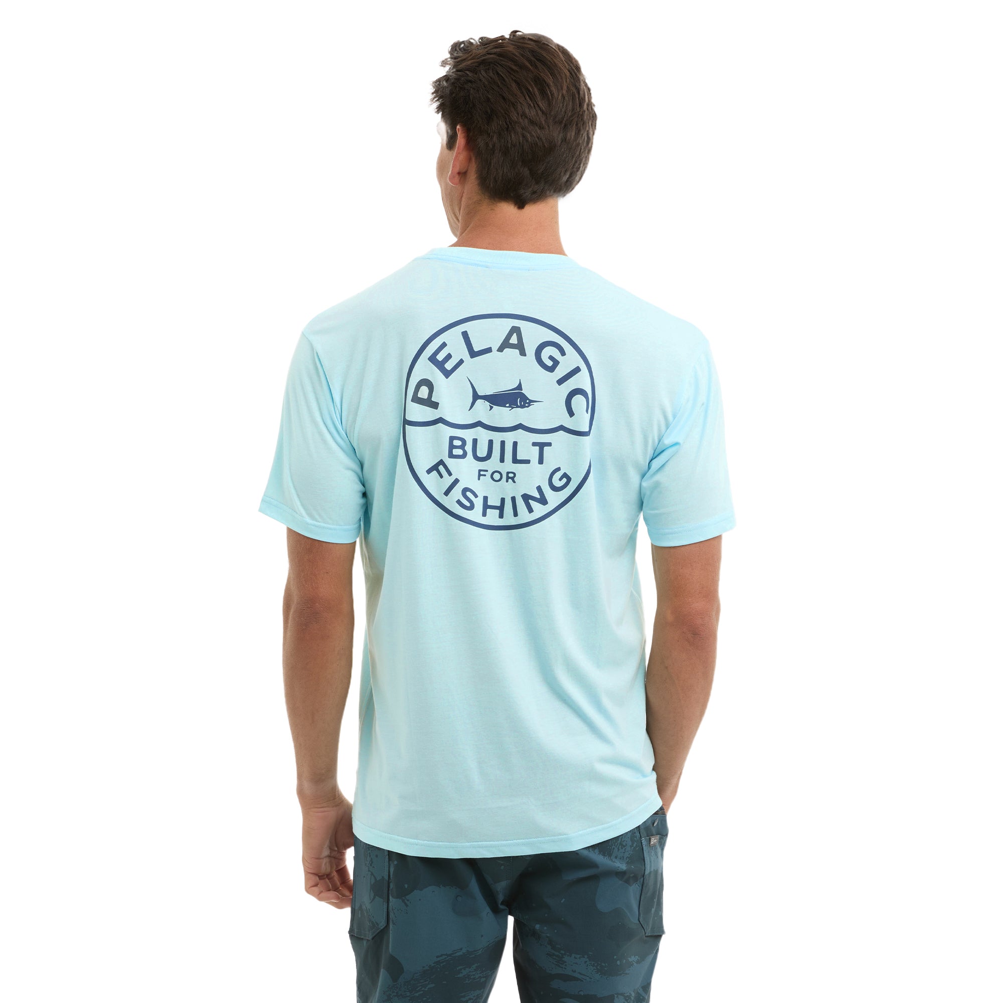 Pelagic Built t-shirt uomo azzurra elasticizzata