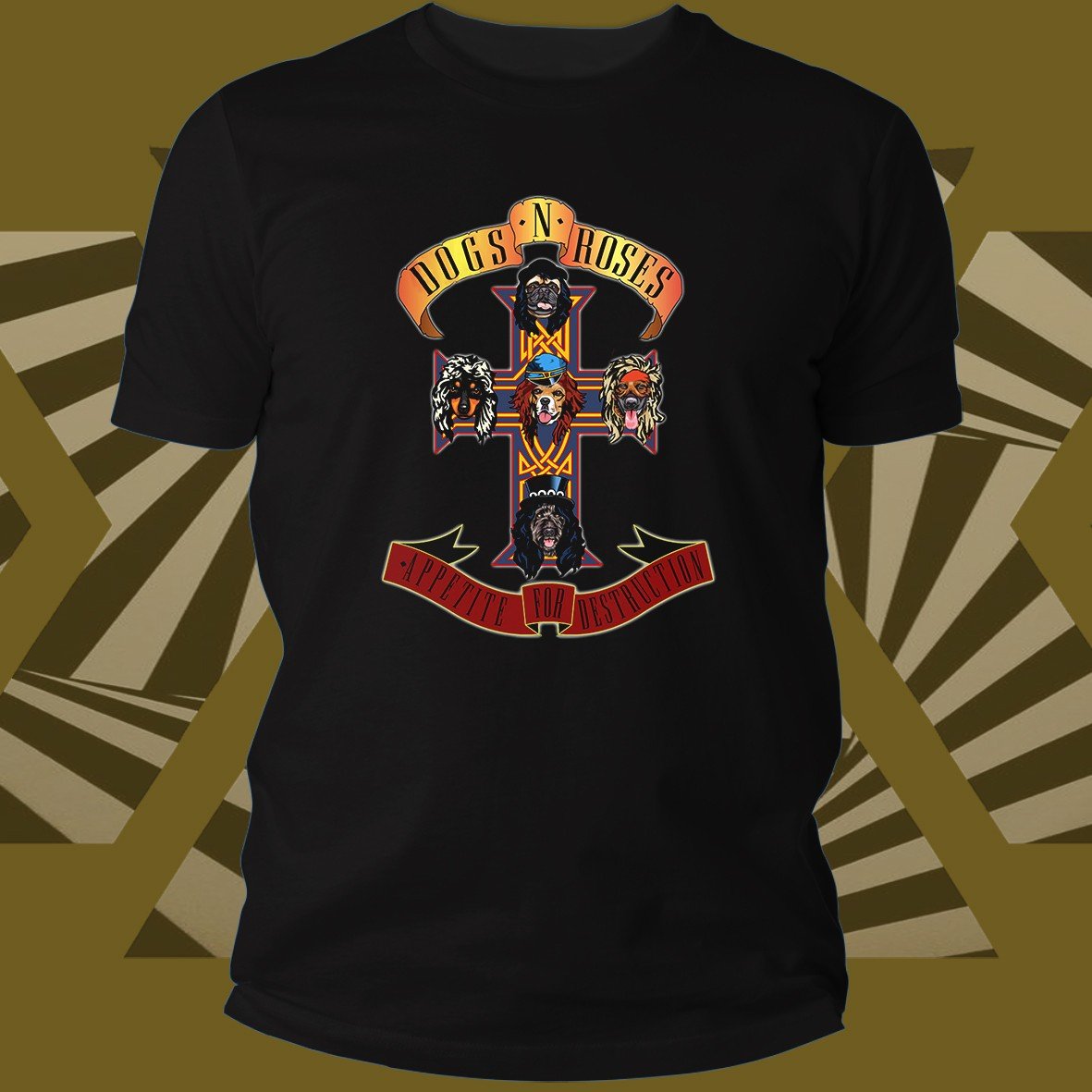 Matrix Music Store Dogs N Roses t-shirt cotone unisex