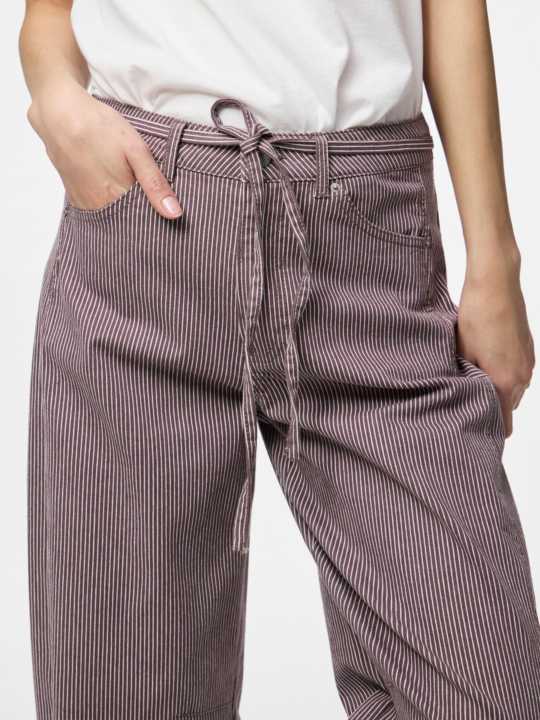 Pieces Pcbillo MW Tie Barrel jeans donna gamba barrel
