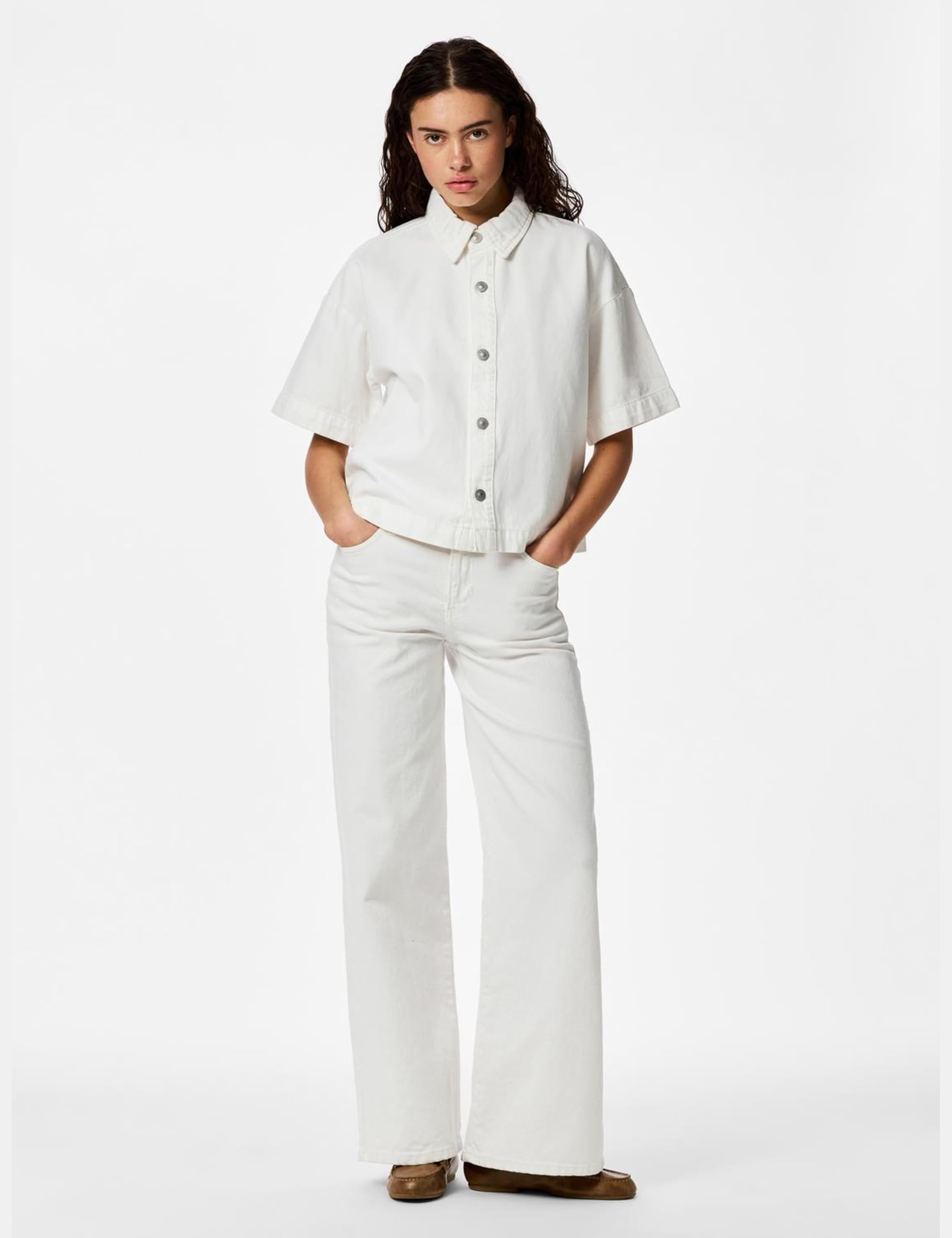 Pieces Pcsky SS A-Shape Denim Top Noos BC top donna taglia M