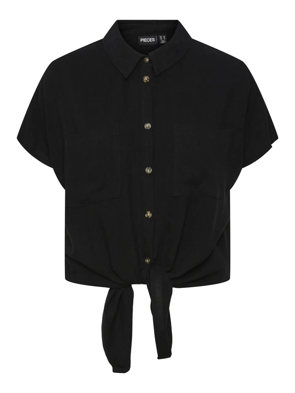 Pieces Pcvinsty Camicia Donna S Nera Misto Lino