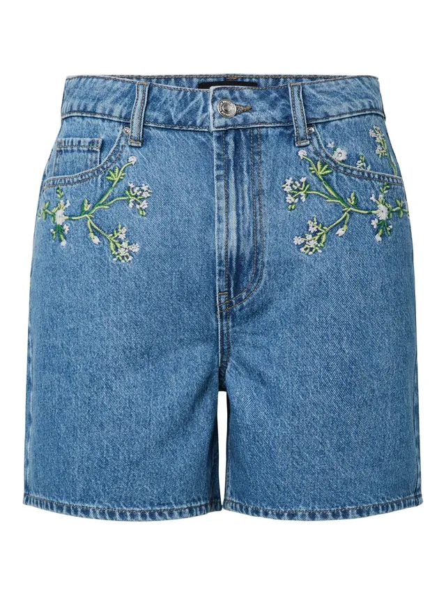 Pieces Pcsky HW Embroidery Denim Shorts shorts donna S ricamo