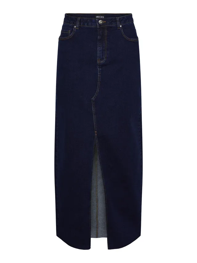 Pieces Pcjessie gonna denim lunga M blu scuro
