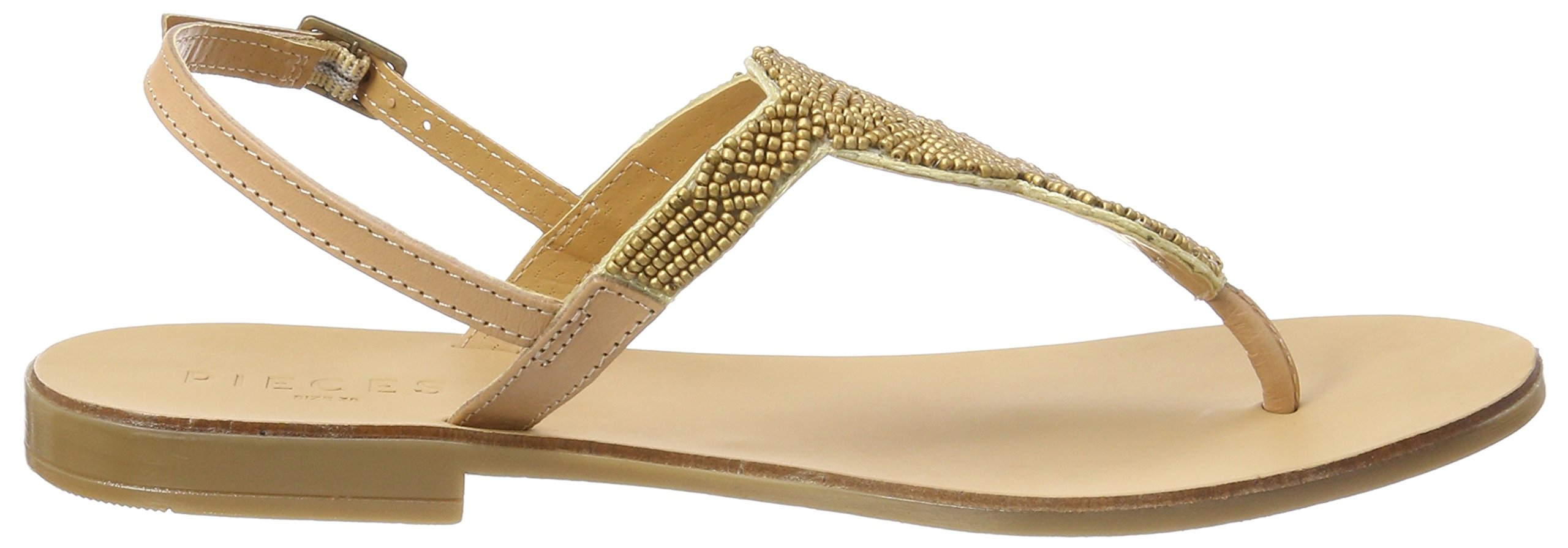 Pieces Pscarmen Leather Sandal donna beige pelle 40