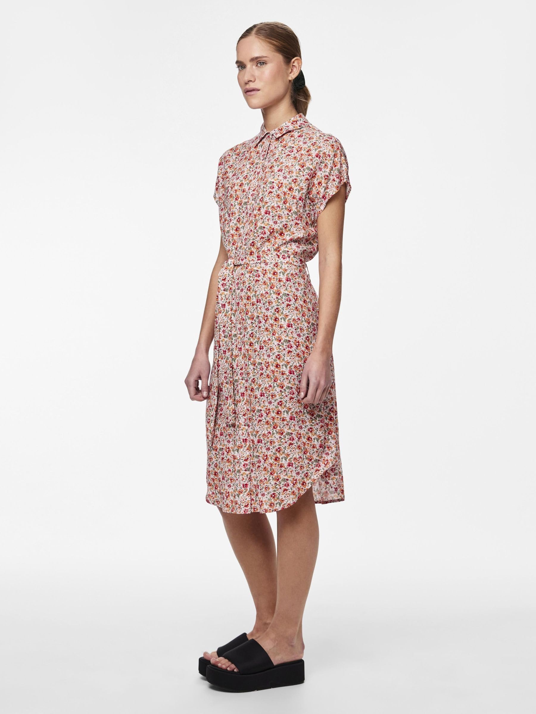 Pieces Pcnya abito camicia donna fiori Cloud Dancer