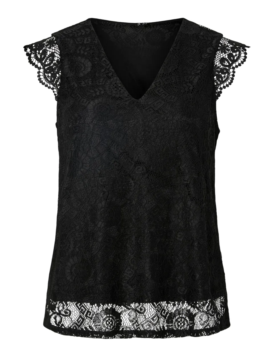 Pieces Pcolline SL Lace V-Neck Top Noos Donna Pizzo