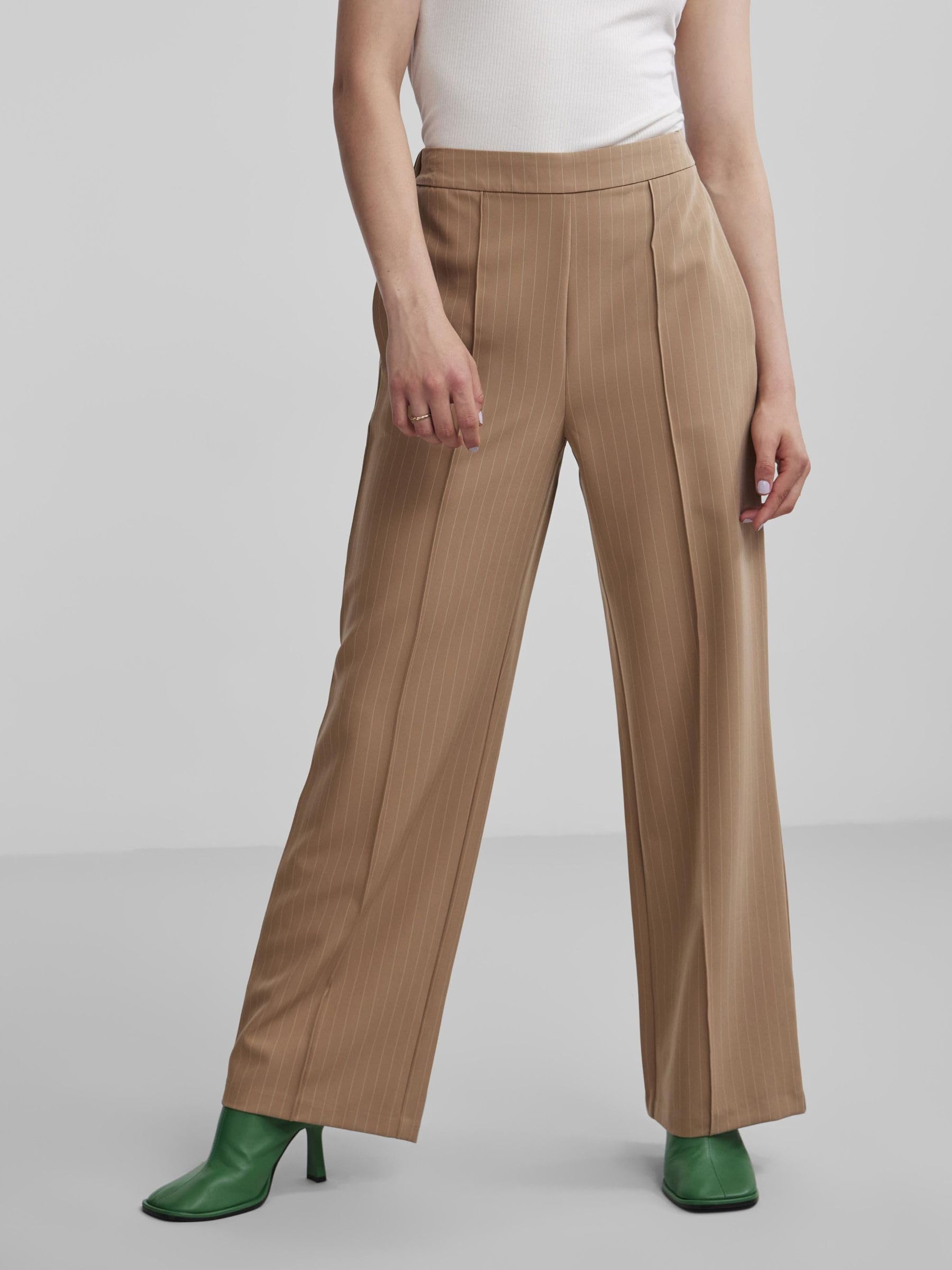 Pieces Pcbozzy HW Pantaloni Larghi Donna 30W/32L Rigati