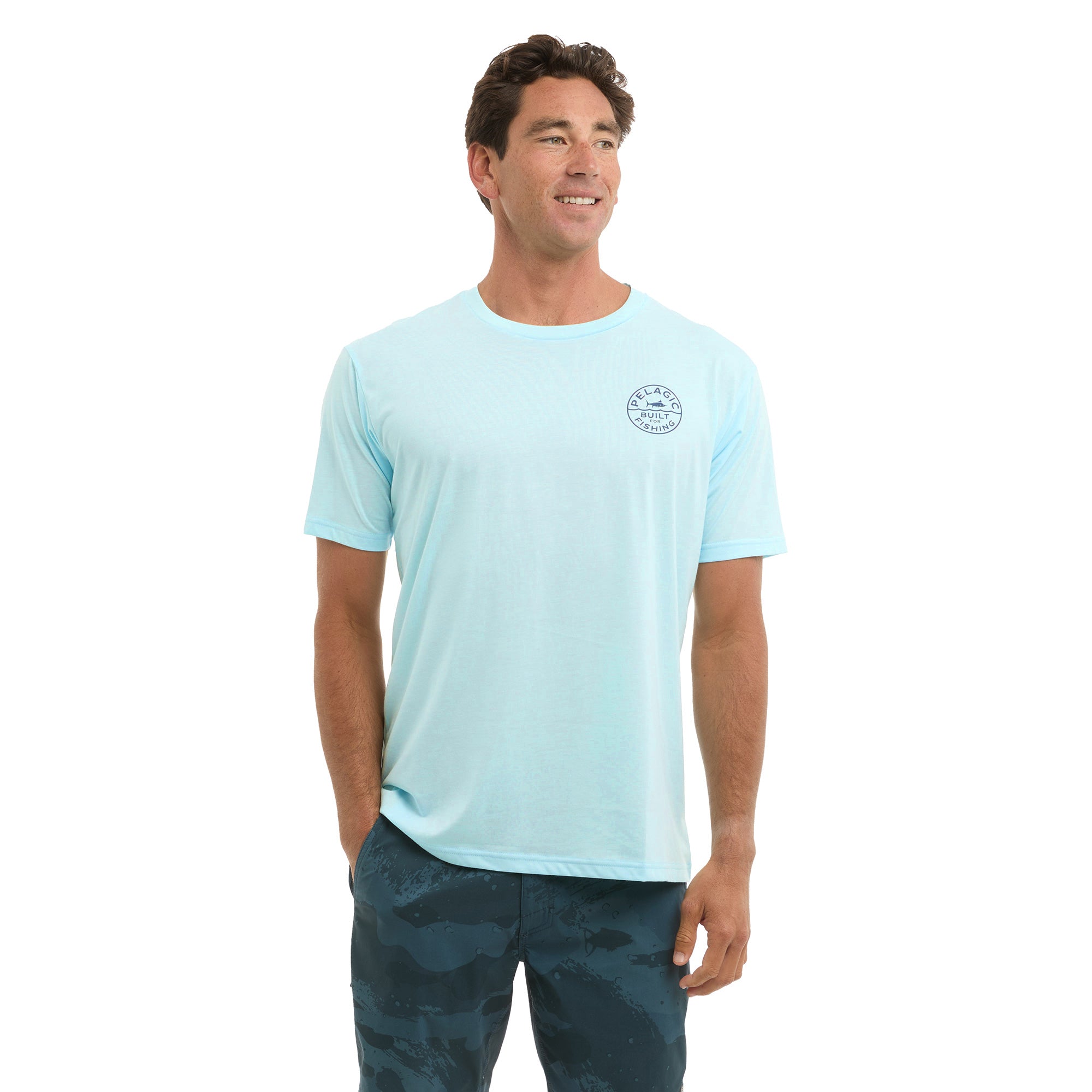 Pelagic Built t-shirt uomo azzurra elasticizzata