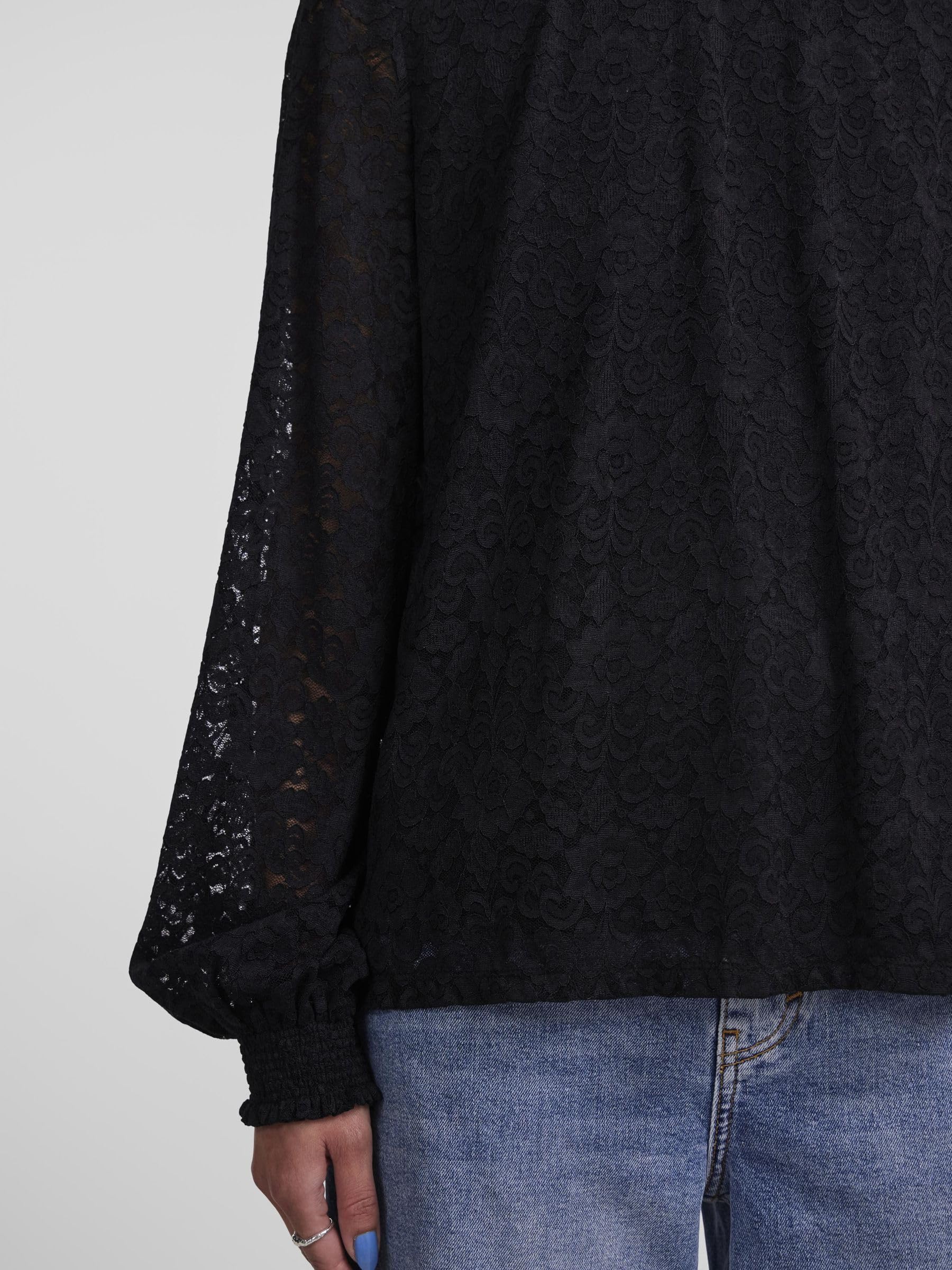 PIECES Pcfauna LS Lace Top maglietta pizzo taglia XS
