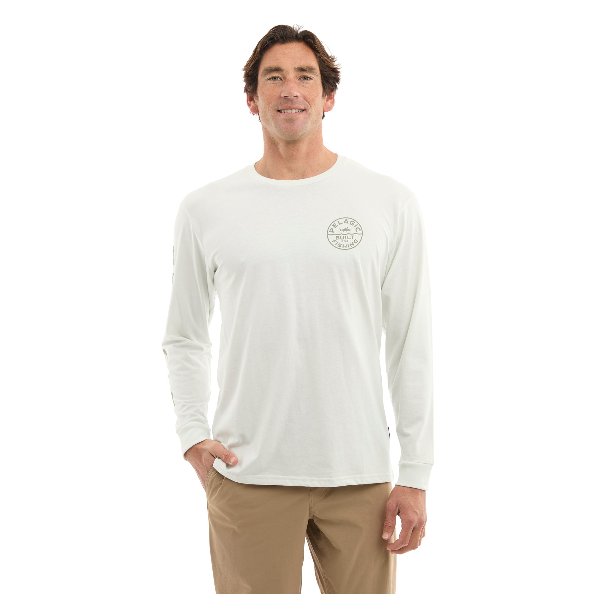 Pelagic Built Wahoo Camo LS t-shirt beige cotone