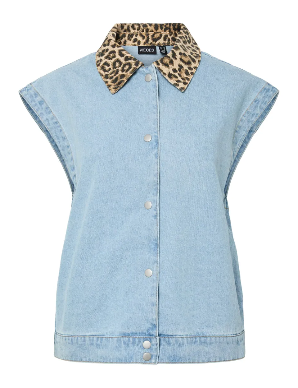 Pieces Pcbreia Denim Vest gilet donna M blu chiaro