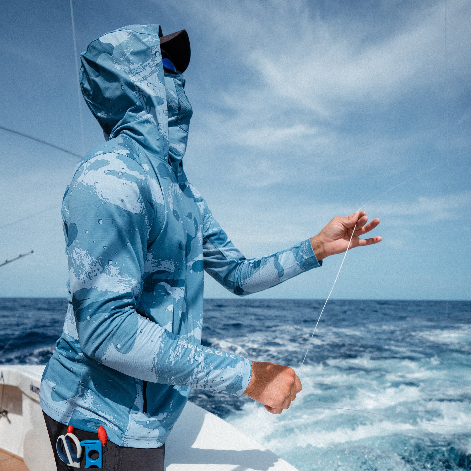 PELAGIC Exo-Tech felpa con cappuccio ardesia UPF 50+