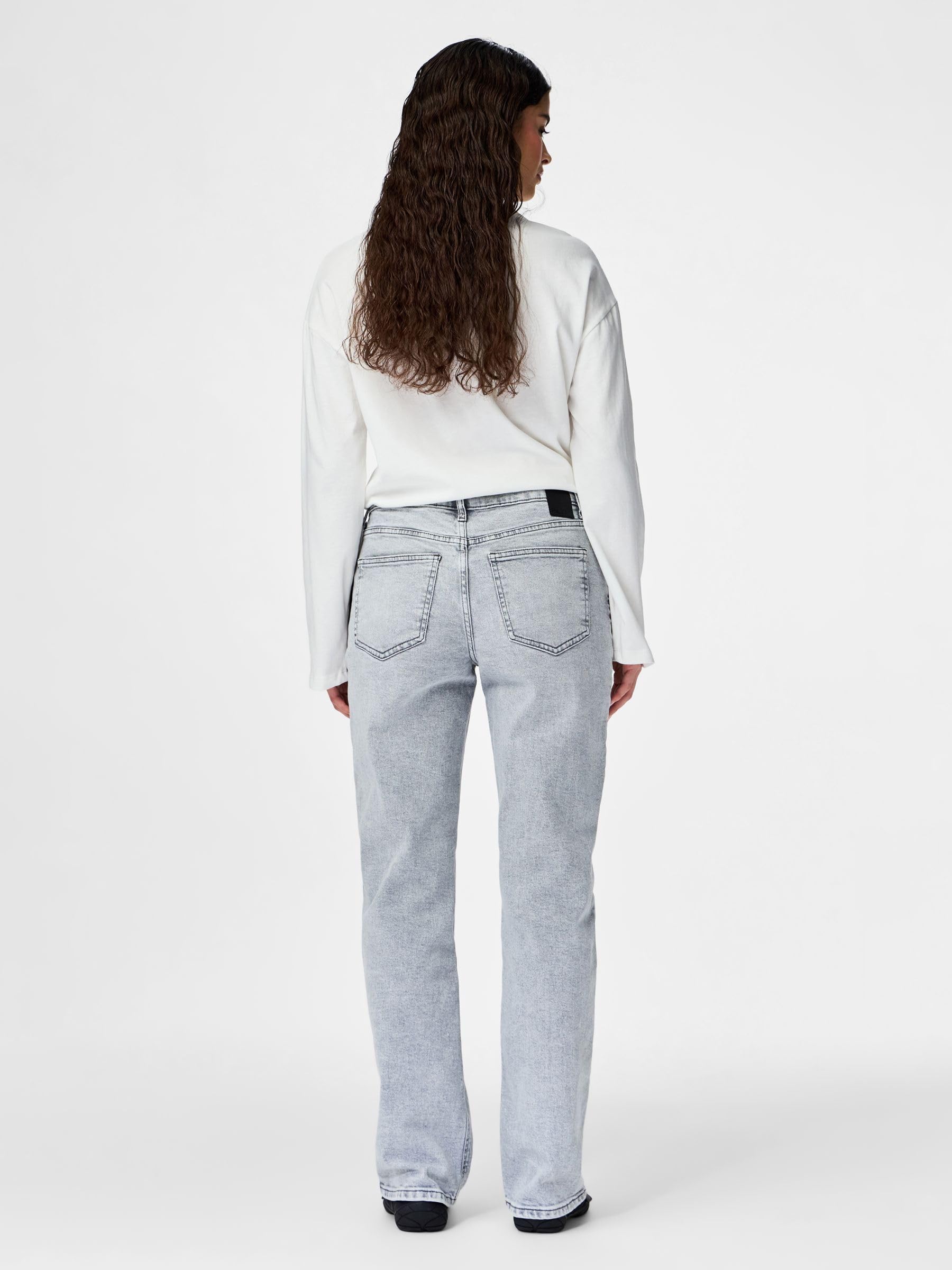 Pieces Pckelly MW Straight LG jeans donna 28W/32L gamba dritta