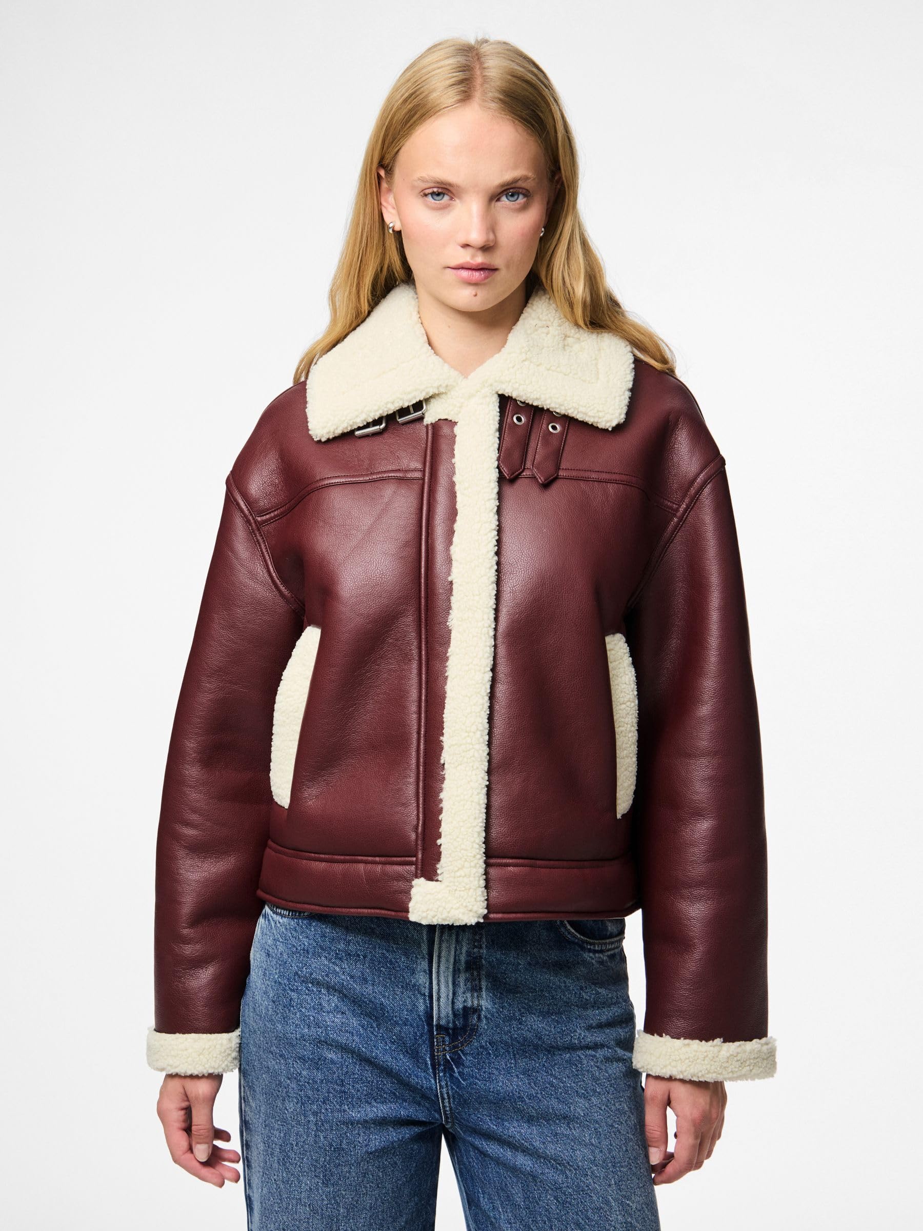 Pieces Pcjanelle Short Jacket giacca corta donna con pelliccia