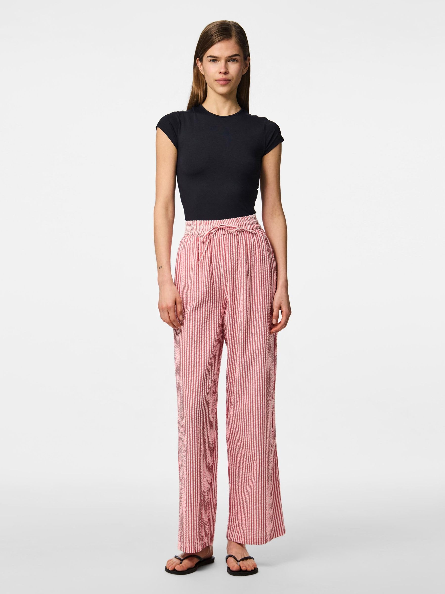 Pieces Pcsally HW Loose String Pant pantaloni Goji Berry