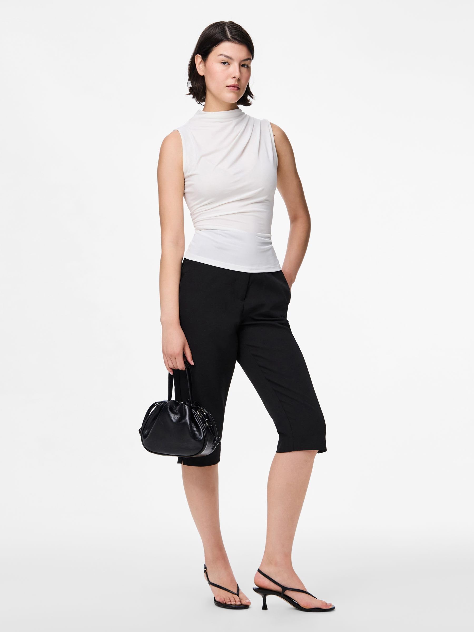 PIECES Pcmadison Draped top smanicato M cotone