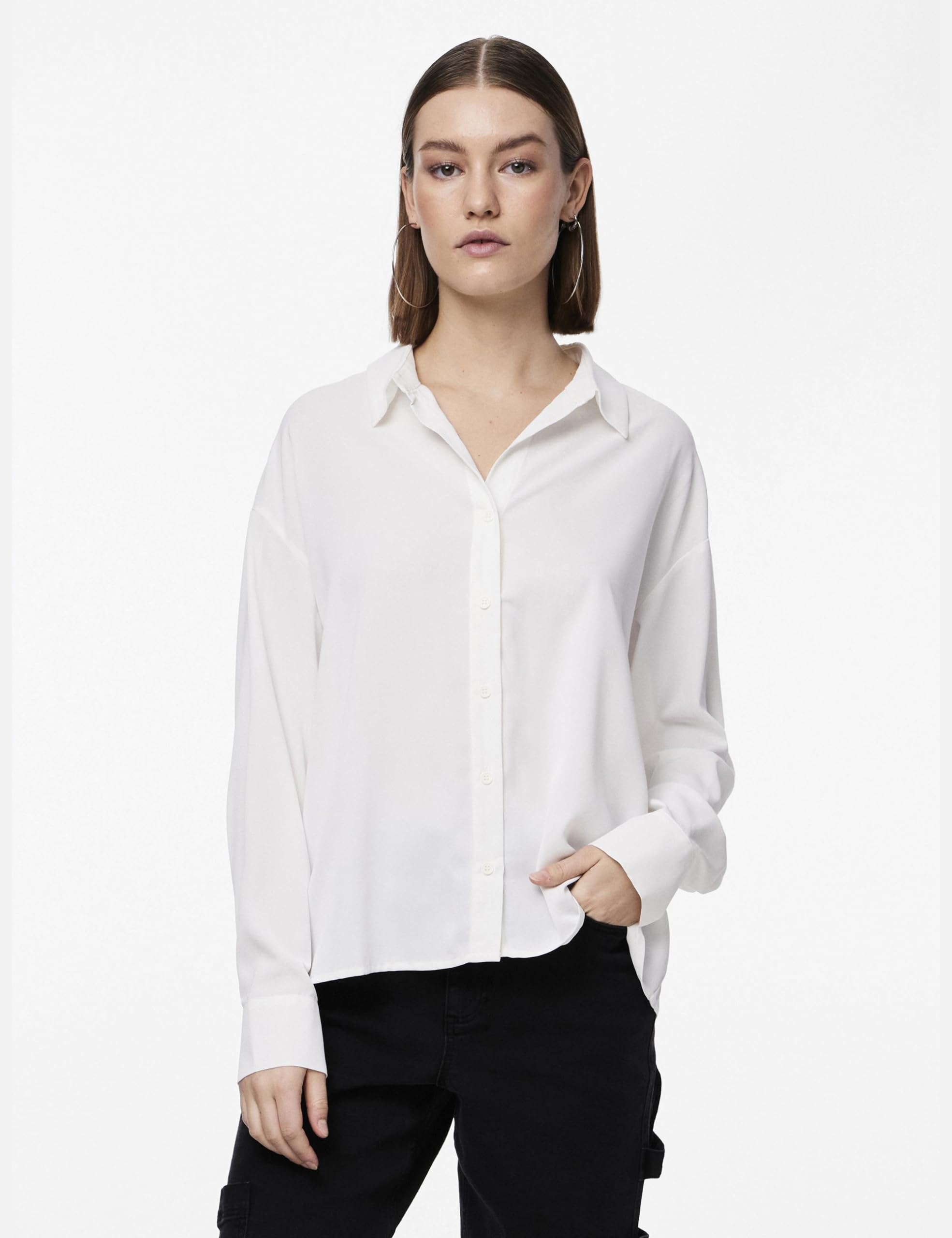 Pieces Pcfranan LS Shirt Noos BC camicia donna