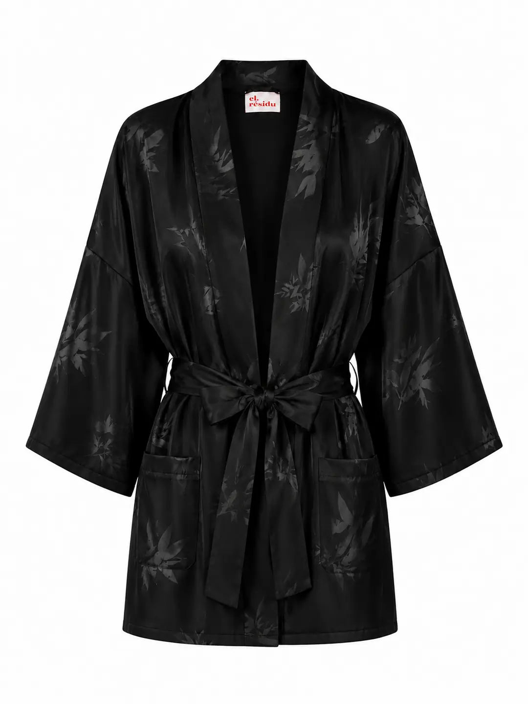 el.residu Asha Leaf kimono seta nero taglia unica