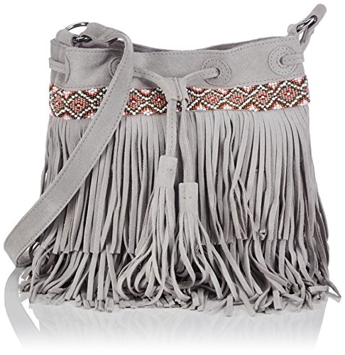 Pieces Pcjolly borsa tracolla donna scamosciata frange