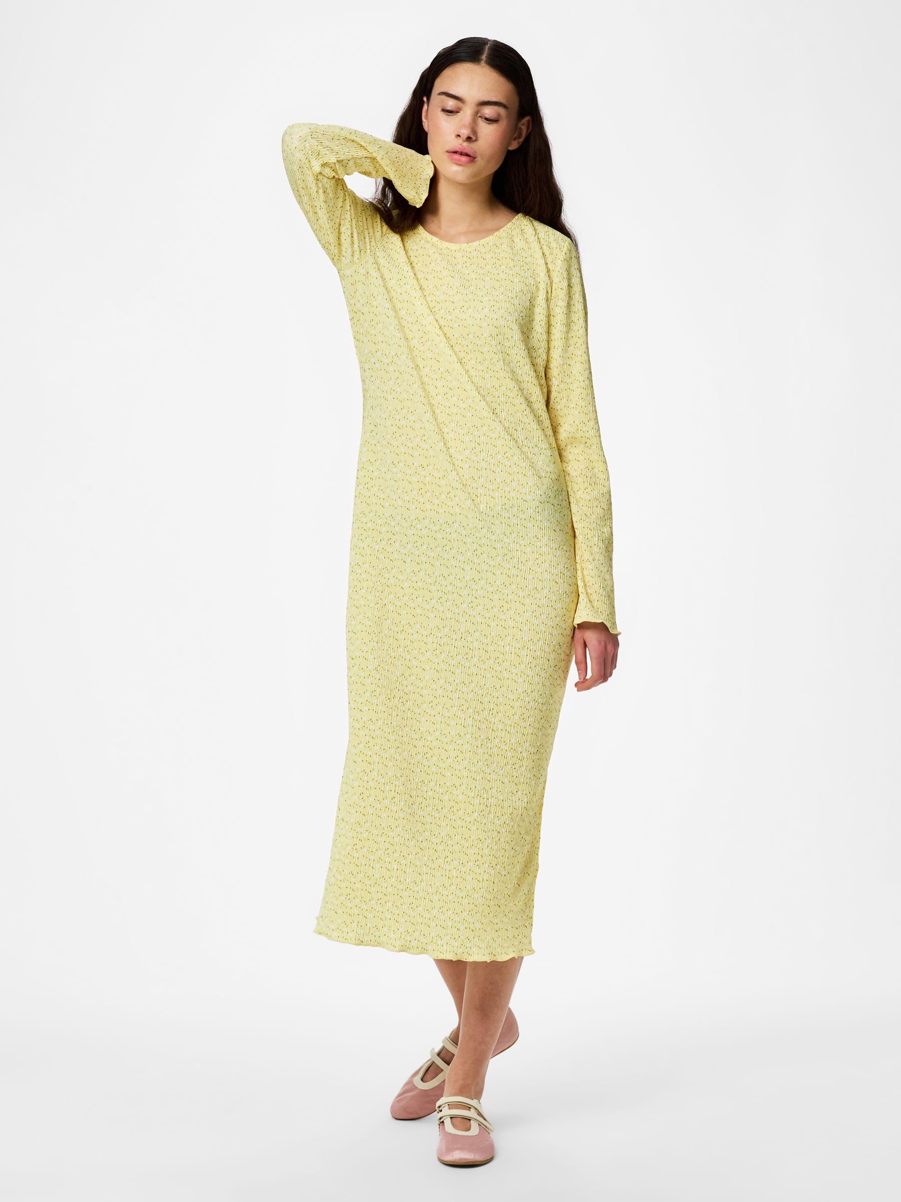 Pieces Pcflora LS Midi Dress Jrs Noos BC abito midi donna