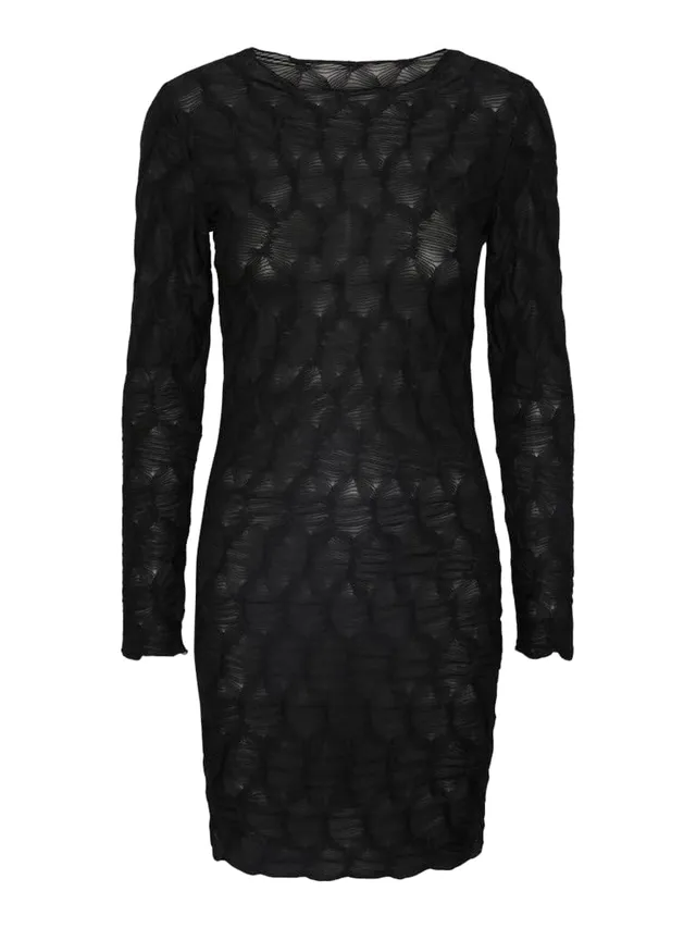 Pieces Pclola Ls vestito corto nero taglia S