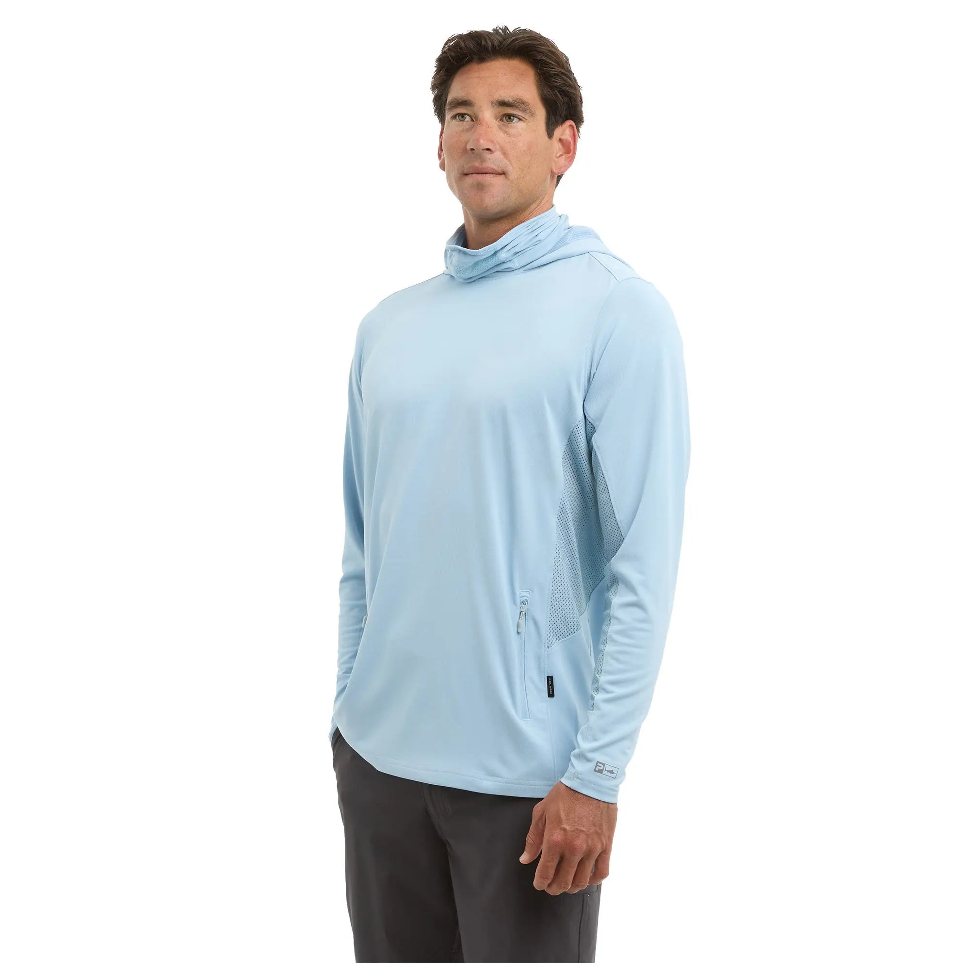 PELAGIC Exo-Tech felpa con cappuccio azzurro UPF 50+