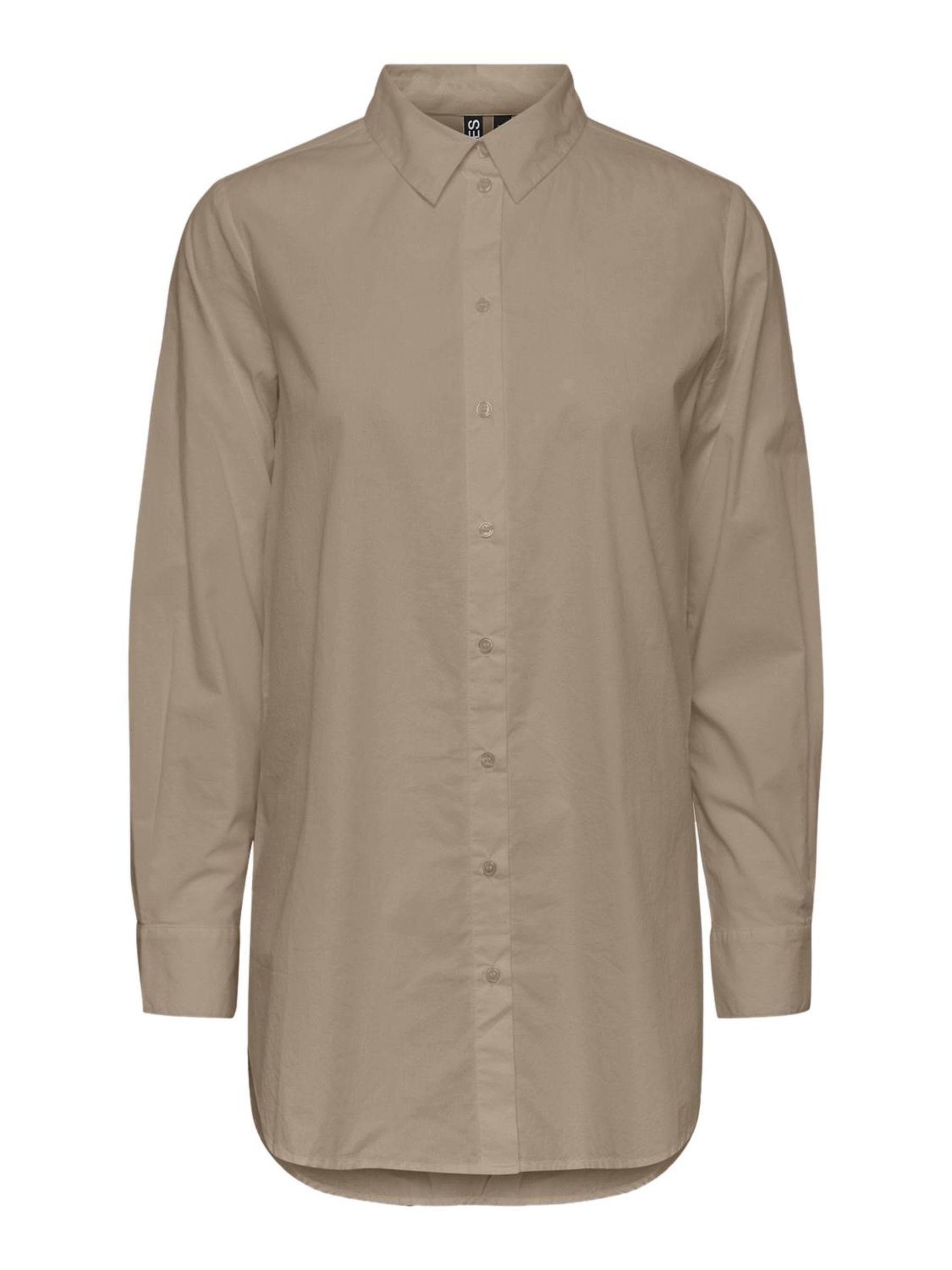 Pieces Pcjiva camicia donna popeline cotone maniche lunghe