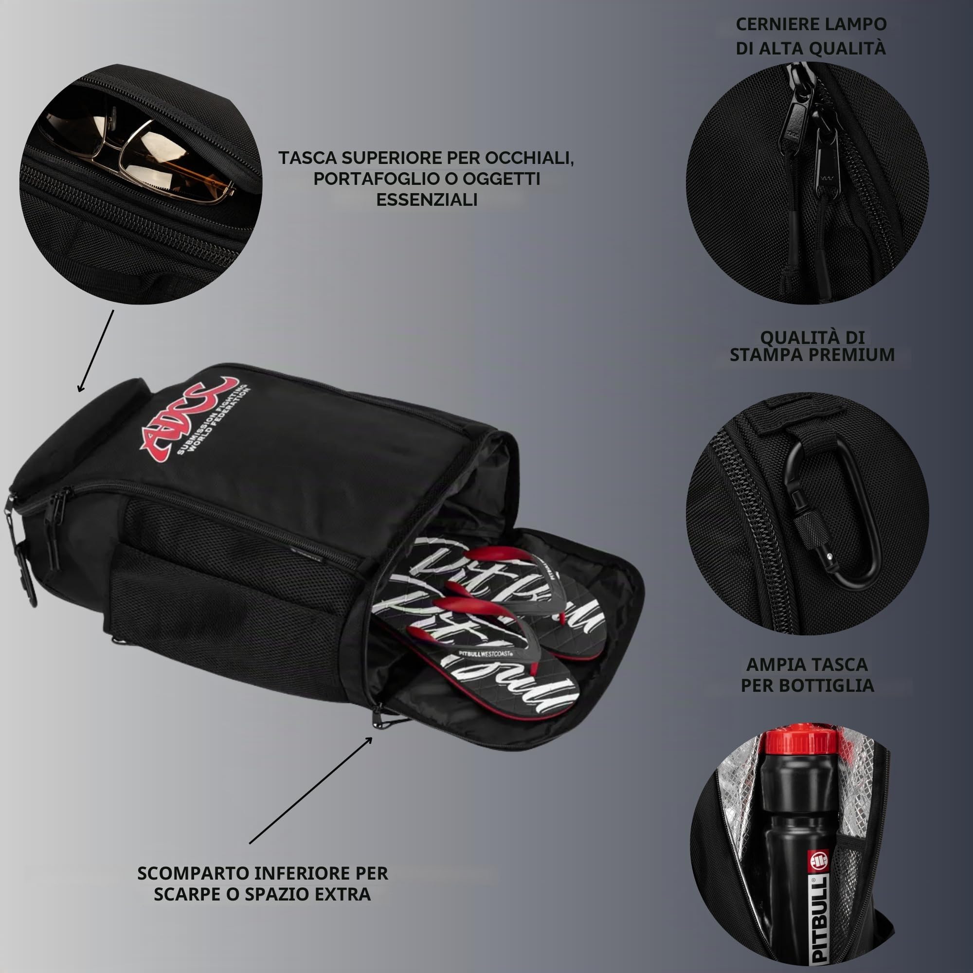 Pitbull Airway Hilltop XL zaino uomo nero ADCC nylon