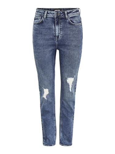 PIECES Pcbella HW Tap DEST Ank Mb406 jeans donna 25W/30L vita alta