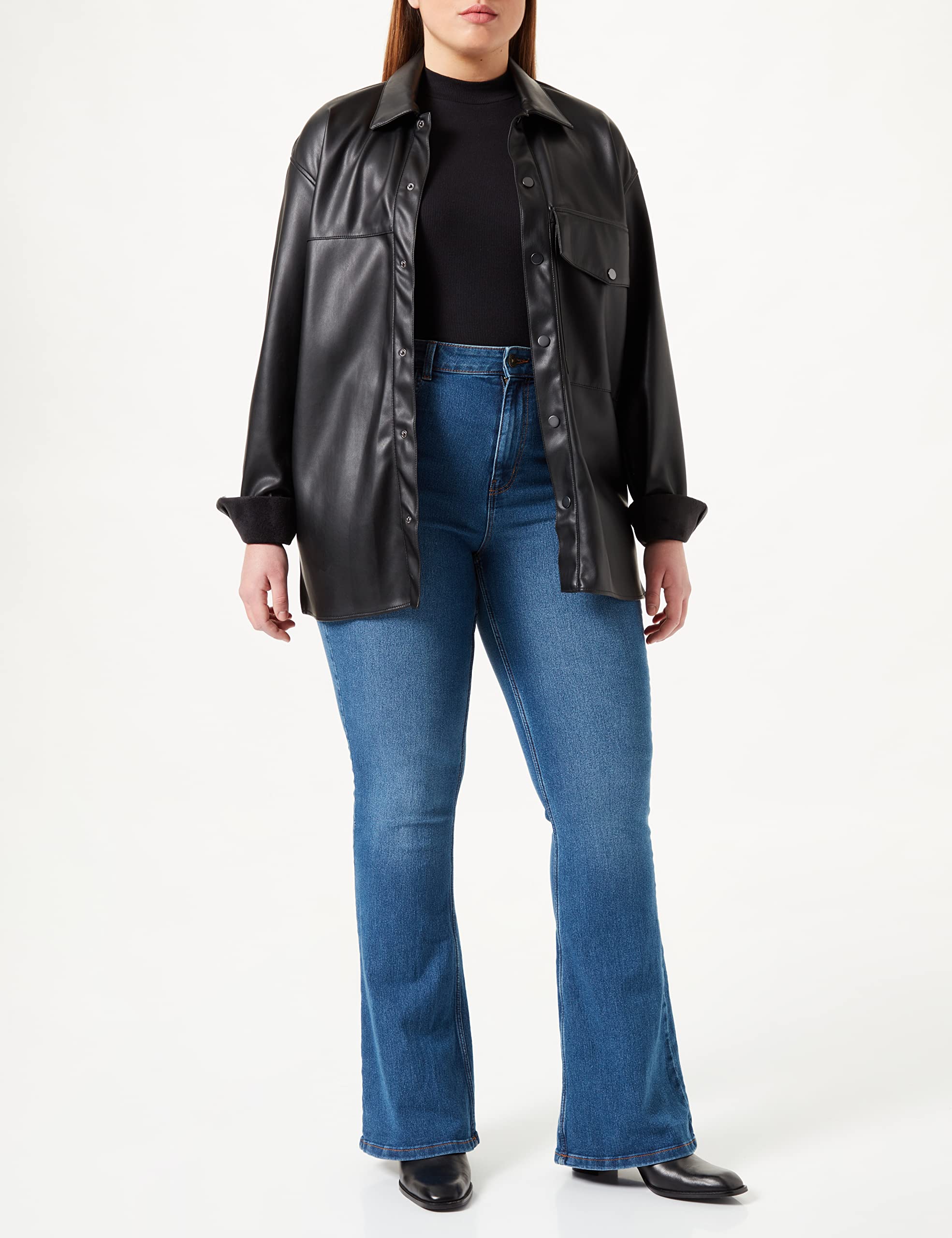 Pieces Pcpeggy Flared jeans donna vita alta denim