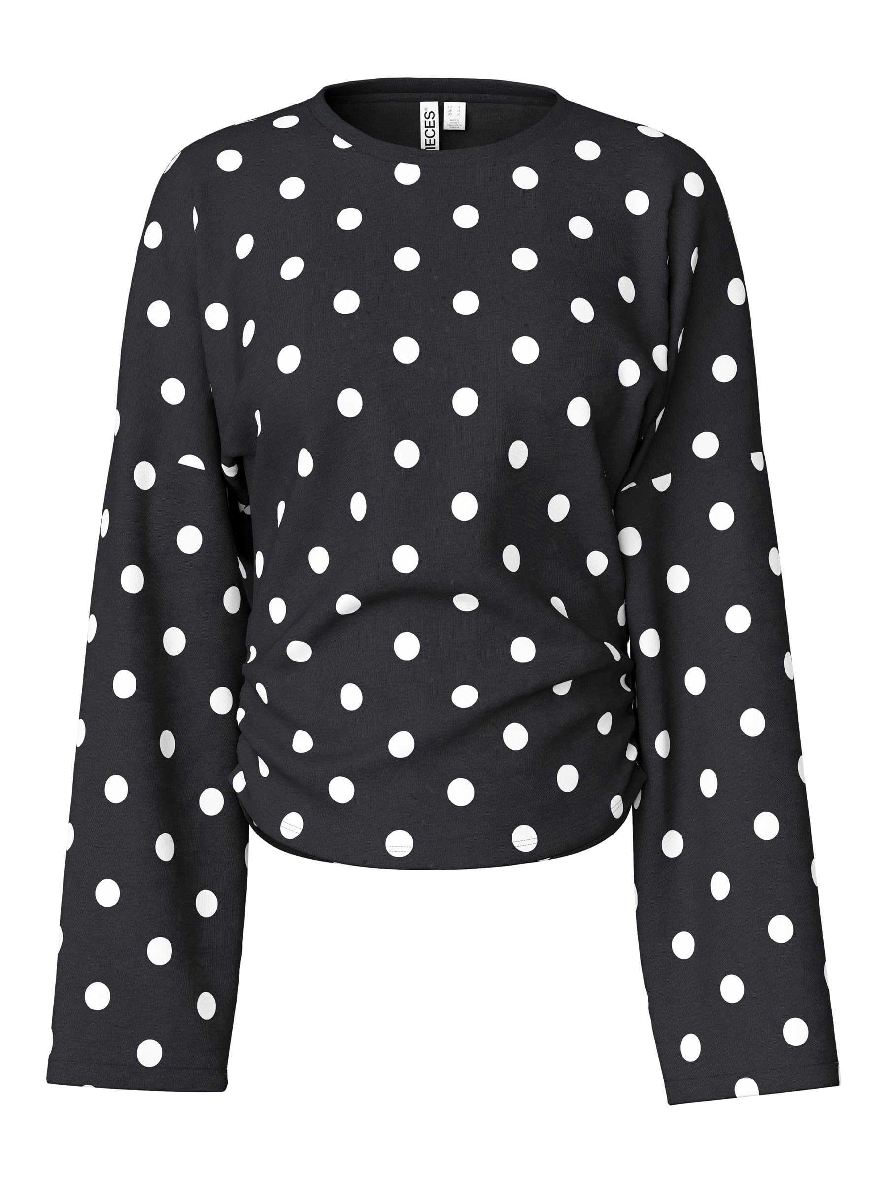 Pieces Pcalli LS O-Neck maglia donna nero cotone