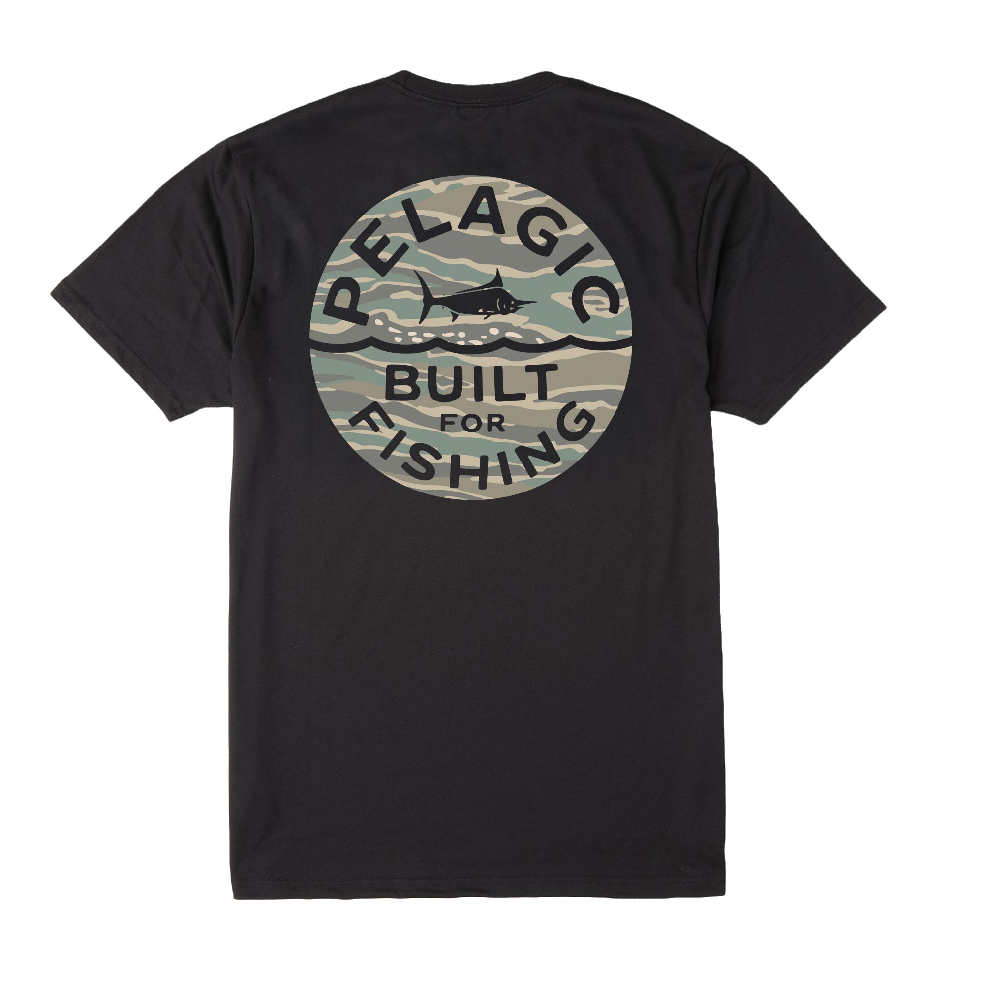 Pelagic Built Wahoo Camo maglietta uomo nera cotone
